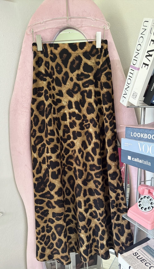 Latest Trendy Animal Print Satin A-Line Skirts